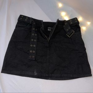 Black Denim Skirt w/ Built in Belt